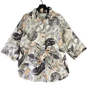 Sweet n Sassy Womens XL Floral Hawaiian Shirt‎ Multicolor Short 3/4 Sleeve